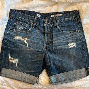 Vintage AG Adriano Goldschmied Blue Distressed Denim Shorts